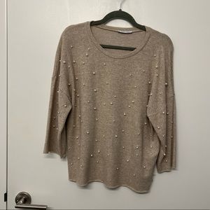 Zara Beige Blouse with Pearls